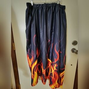 Plus Size Goth 4x Flame Print Circle Skirt